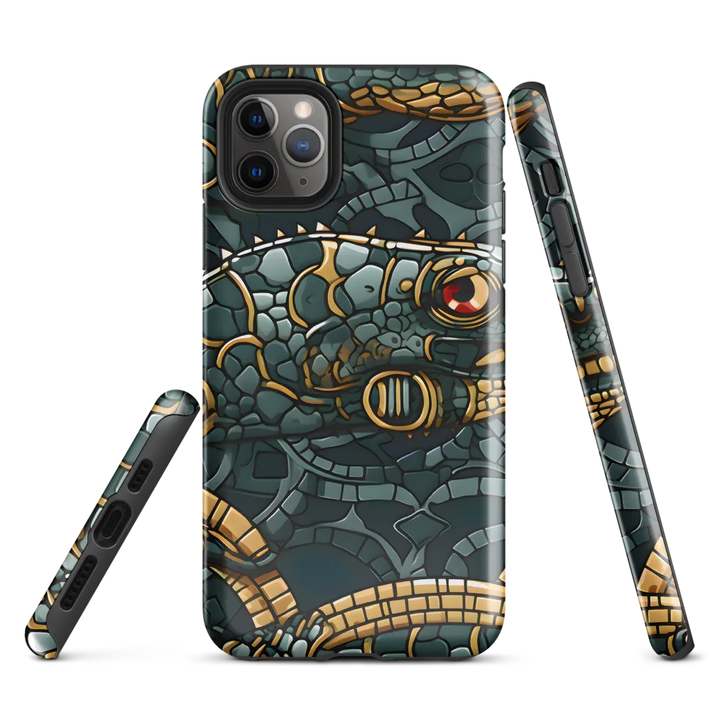 Reptilian Elegance: A Digital Art Nouveau Tapestry | Phone Case |  11 Pro Max | Tough Case | Glossy