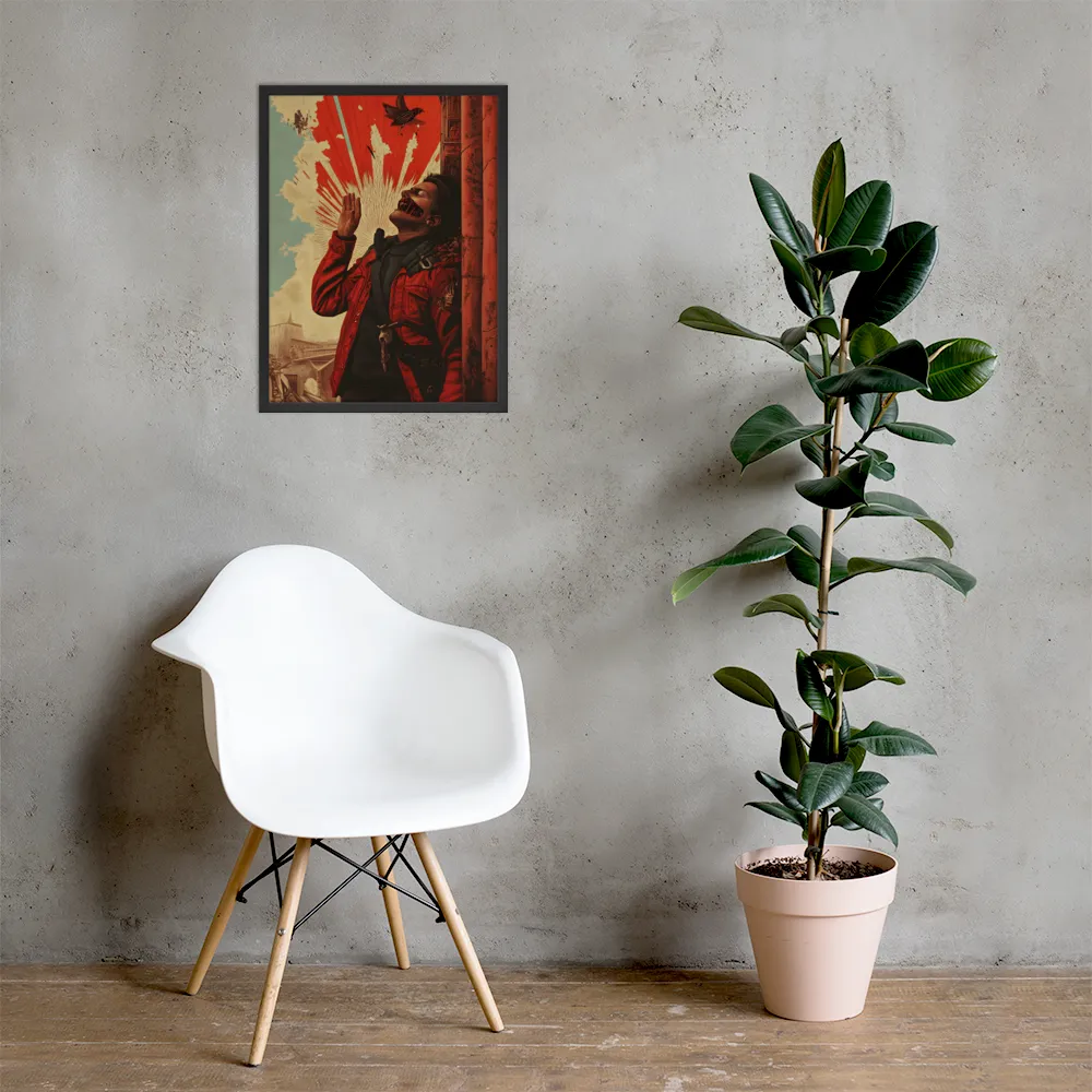 Defiant Echoes of Ruin | Poster with Black Frame | 18″×24″
