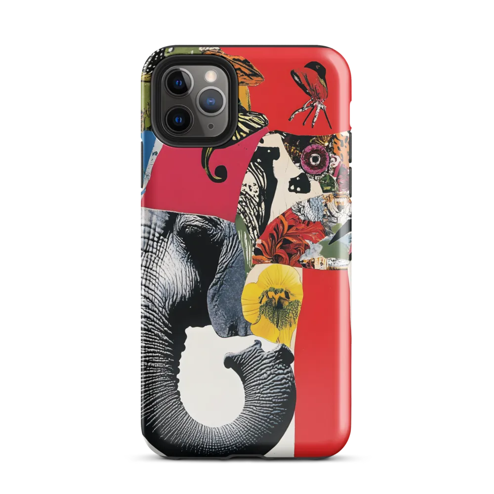 Whimsical Elephant: A Vibrant Collage of Life | Phone Case |  11 Pro Max | Tough Case | Glossy