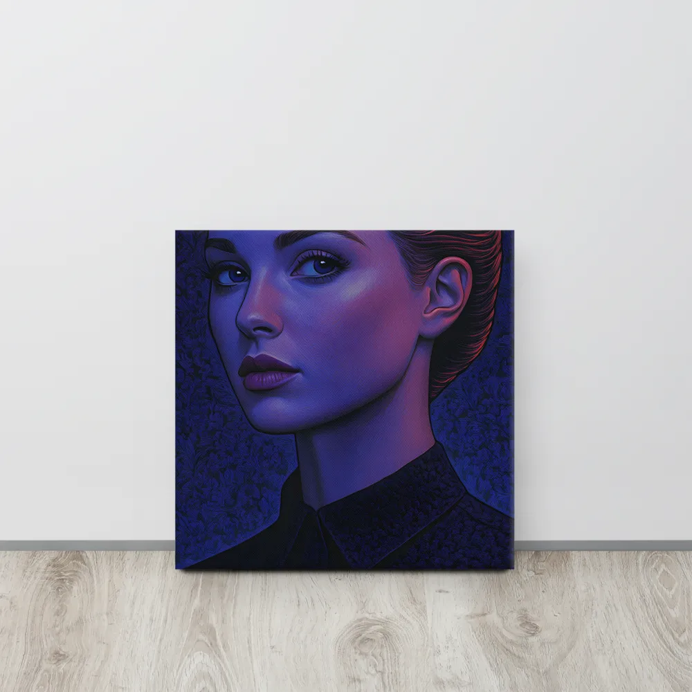 Ethereal Portrait in Blue and Red | Canvas | 16″×16″