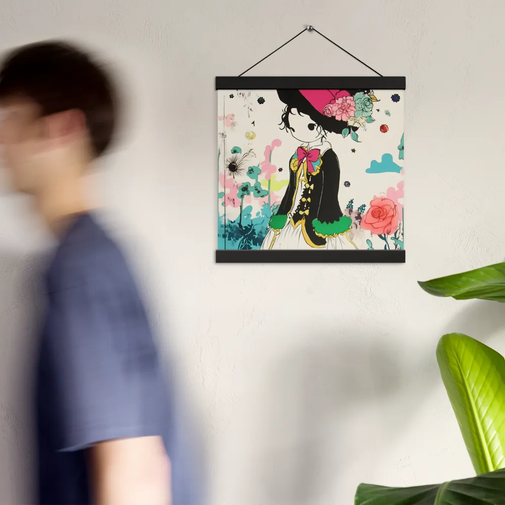 Whimsical Garden Reverie | Poster With Black Wood Hanger | 12″×12″