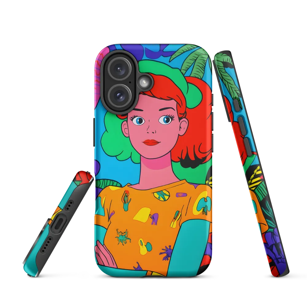 Tropical Vibes: A Playful Portrait | Phone Case |  16 | Tough Case | Matte