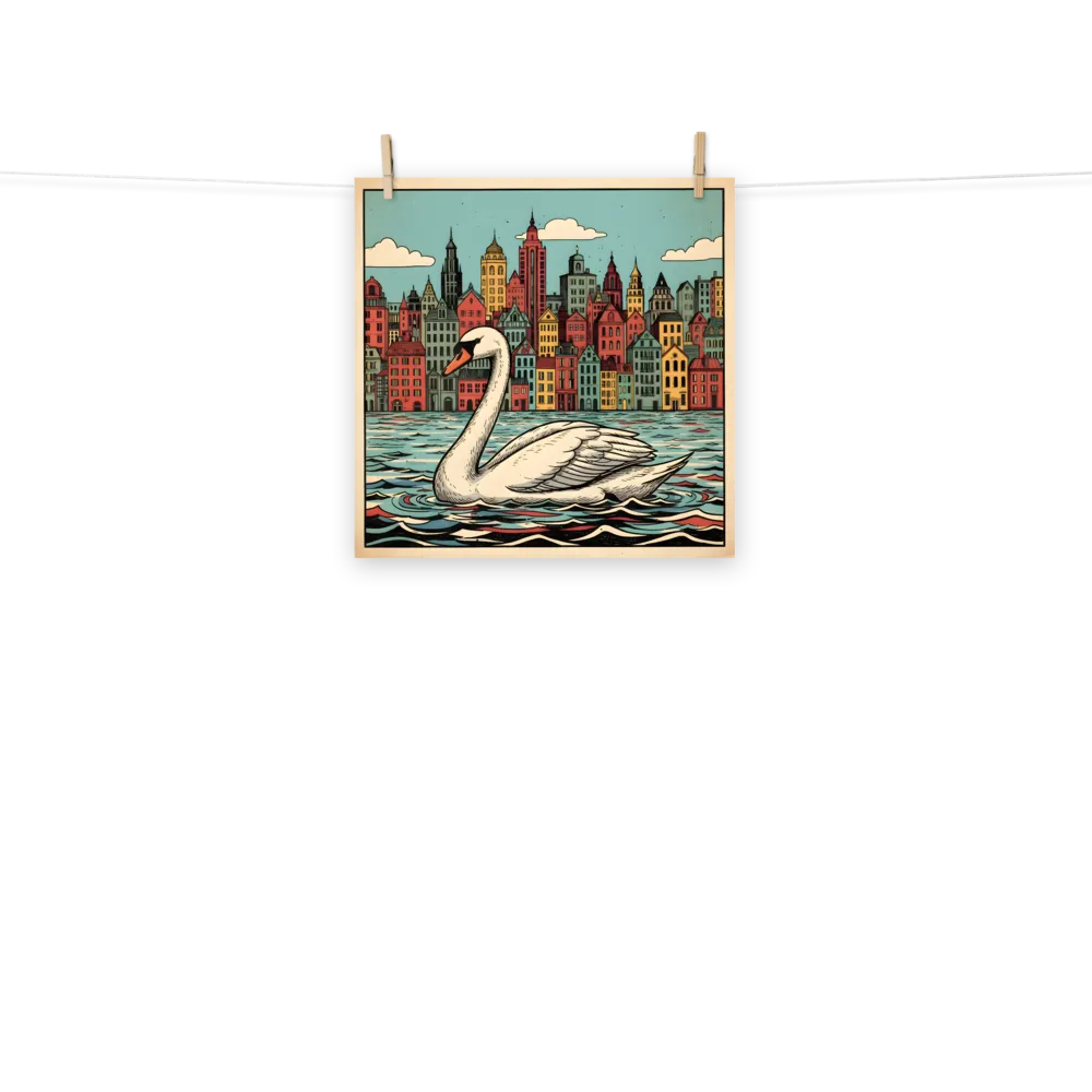 Swan in the City 
 Poster | 18″x 18″