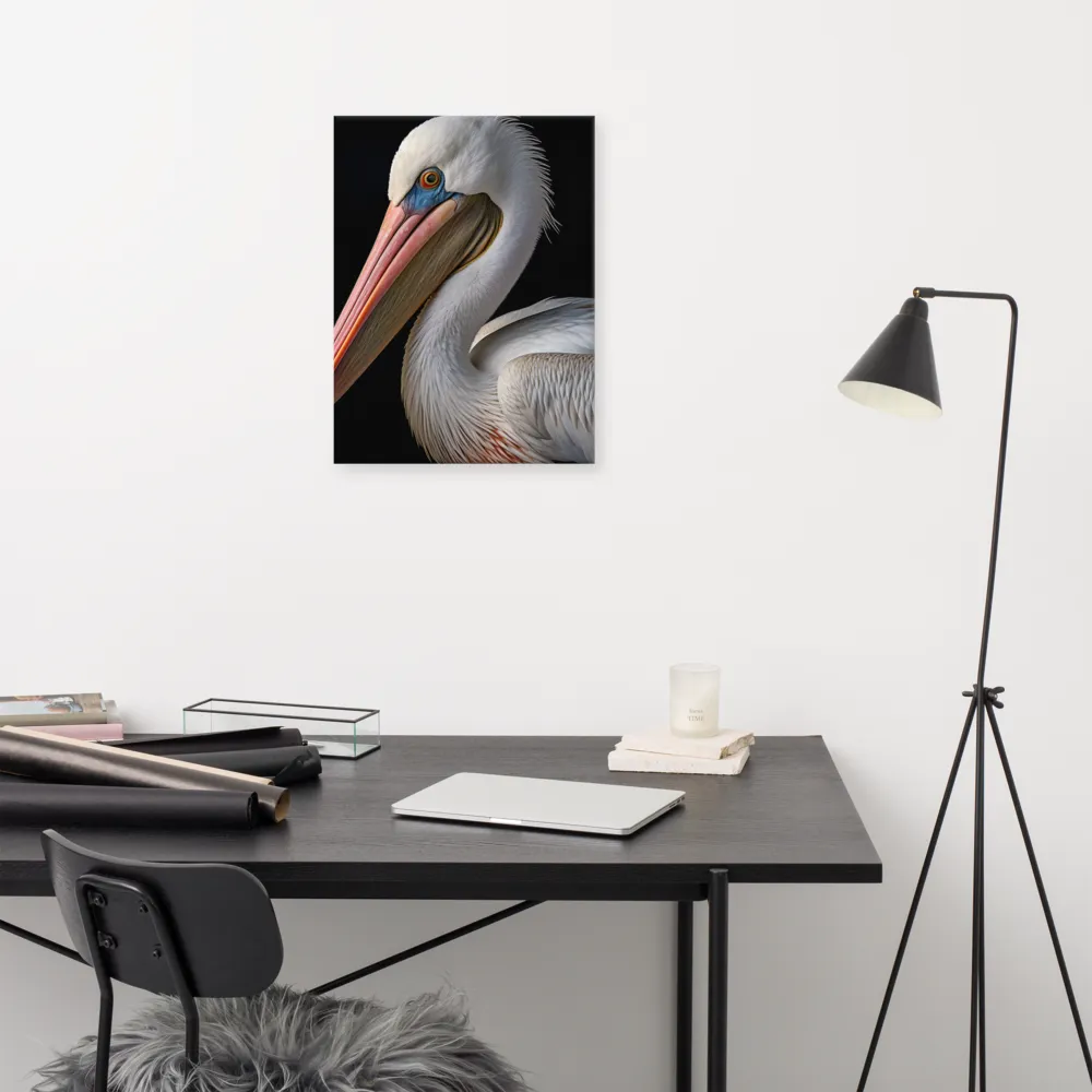 Elegance in White: The Pelican | Canvas | 18″×24″