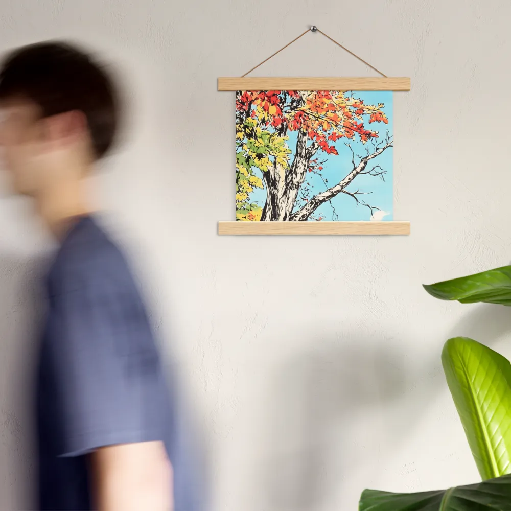 Autumn's Embrace | Poster With Oak Wood Hanger | 10″×10″