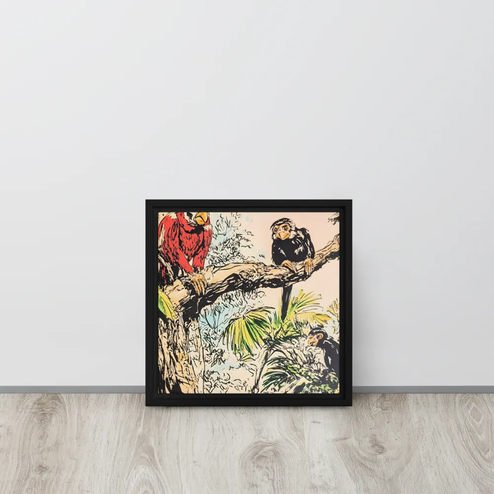 Jungle Harmony | Canvas with Black Frame | 12″×12″