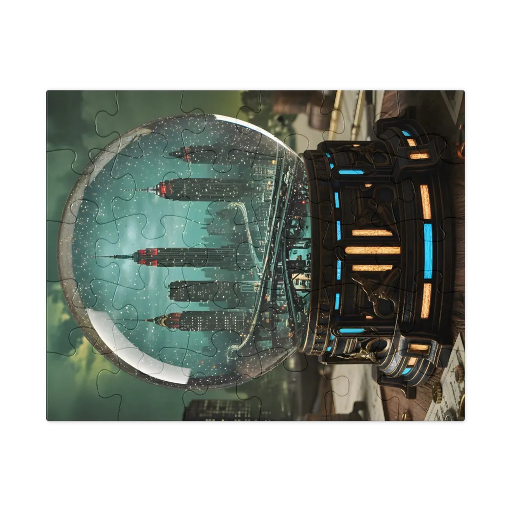 Metropolis Snow Globe 
 Jigsaw Puzzle in Tin Box