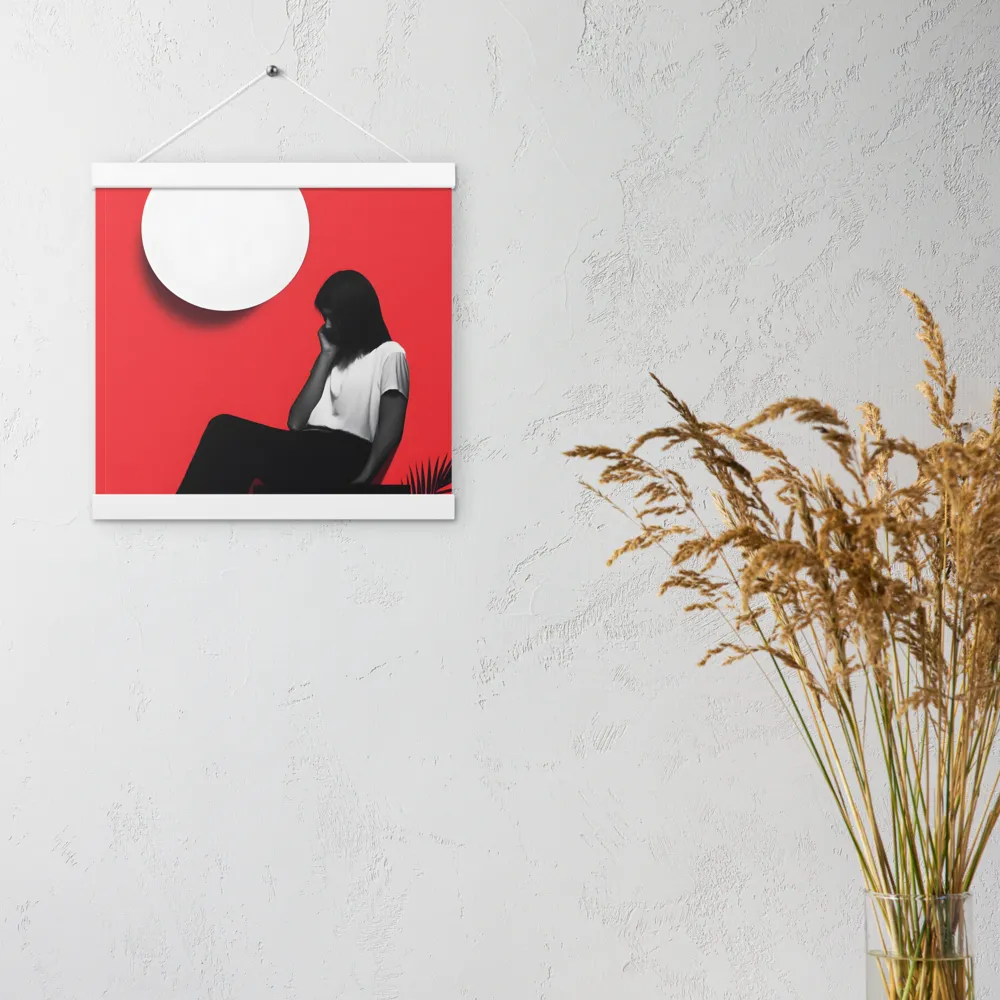 Contemplation in Red | Poster With White Wood Hanger | 12″×12″