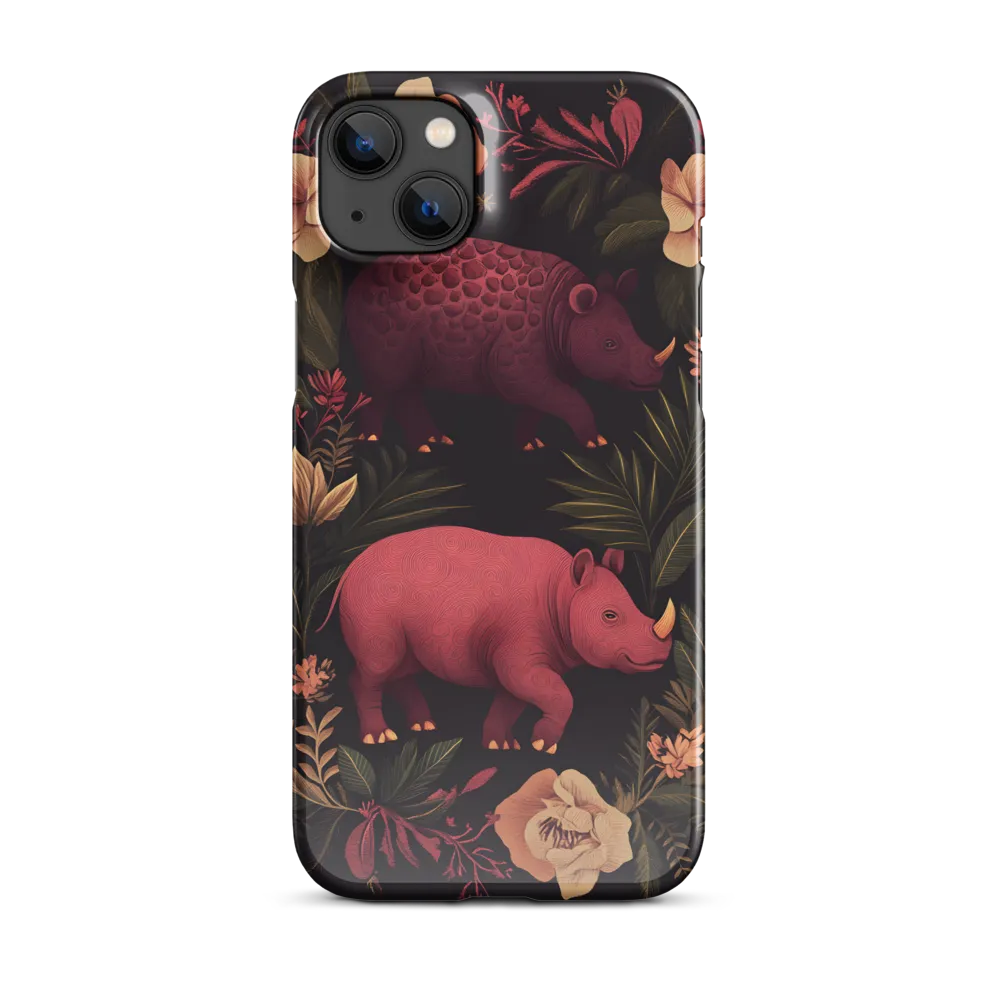 Rhinos in Floral Embrace