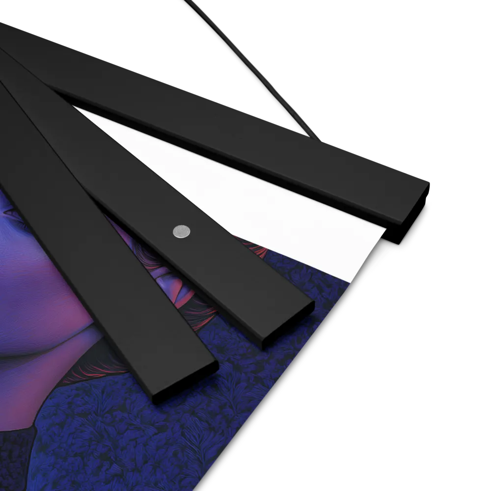 Ethereal Portrait in Blue and Red | Poster With Black Wood Hanger | 8″×10″