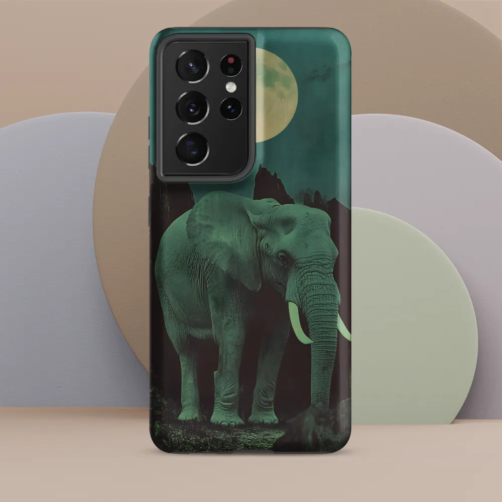 Ethereal Presence: Elephant Under a Full Moon | Phone Case |  S21 Ultra | Tough Case | Matte