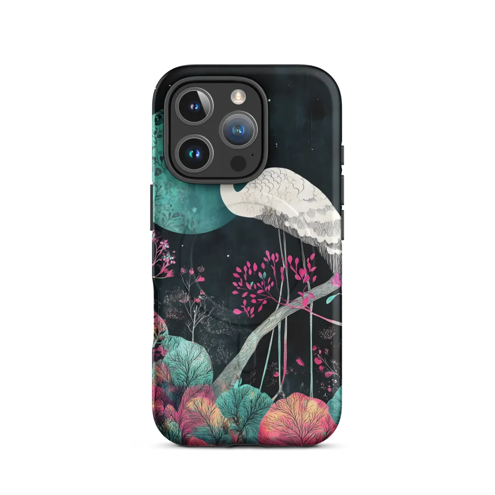 Ethereal Presence: Heron in a Floral Dreamscape | Phone Case |  16 Pro | MagSafe® Tough Case | Matte