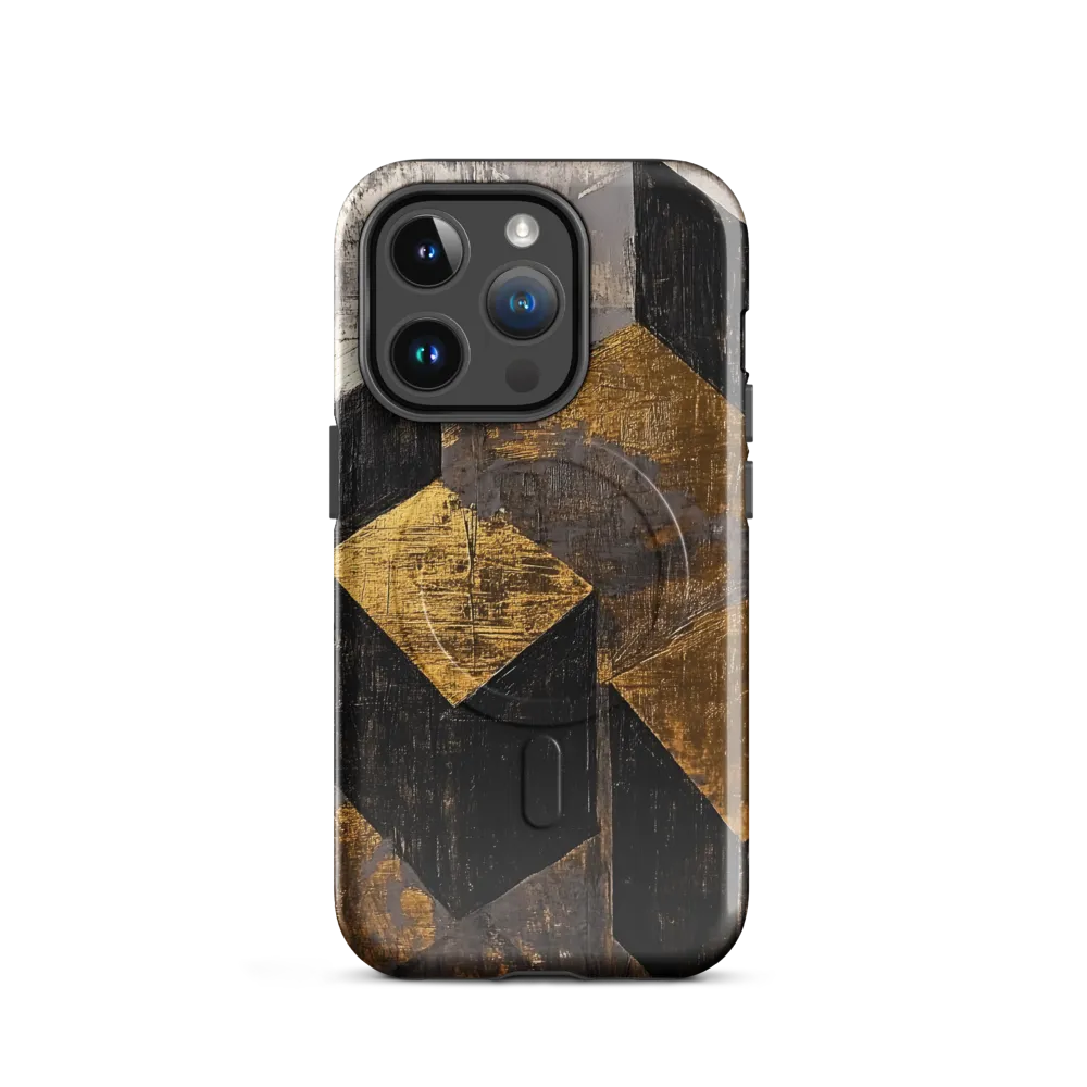 Geometric Harmony in Gold and Black | Phone Case |  14 Pro | MagSafe® Tough Case | Glossy