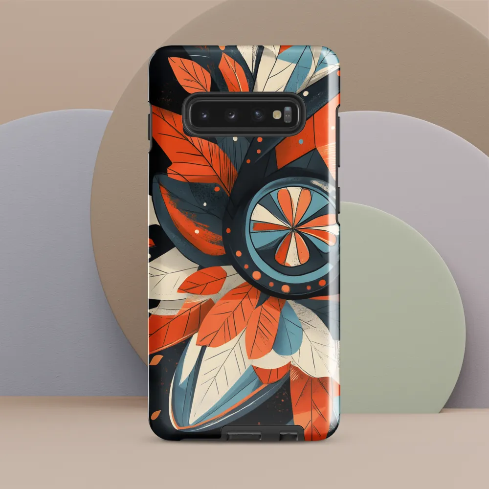 Floral Symphony in Orange and Teal | Phone Case |  S10 Plus | Tough Case | Glossy