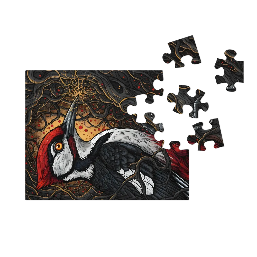 Gilded Woodpecker 
 Jigsaw Puzzle in Tin Box