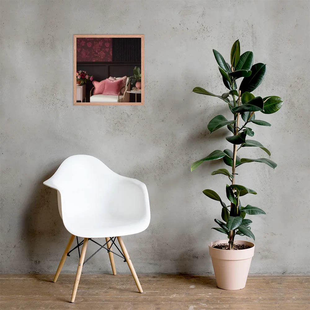 Elegance in Contrast: A Modern Interior Design | Poster with Red oak Frame | 18″×18″