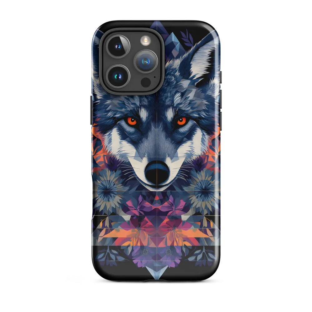 Mystical Wolf Amidst Floral Geometry