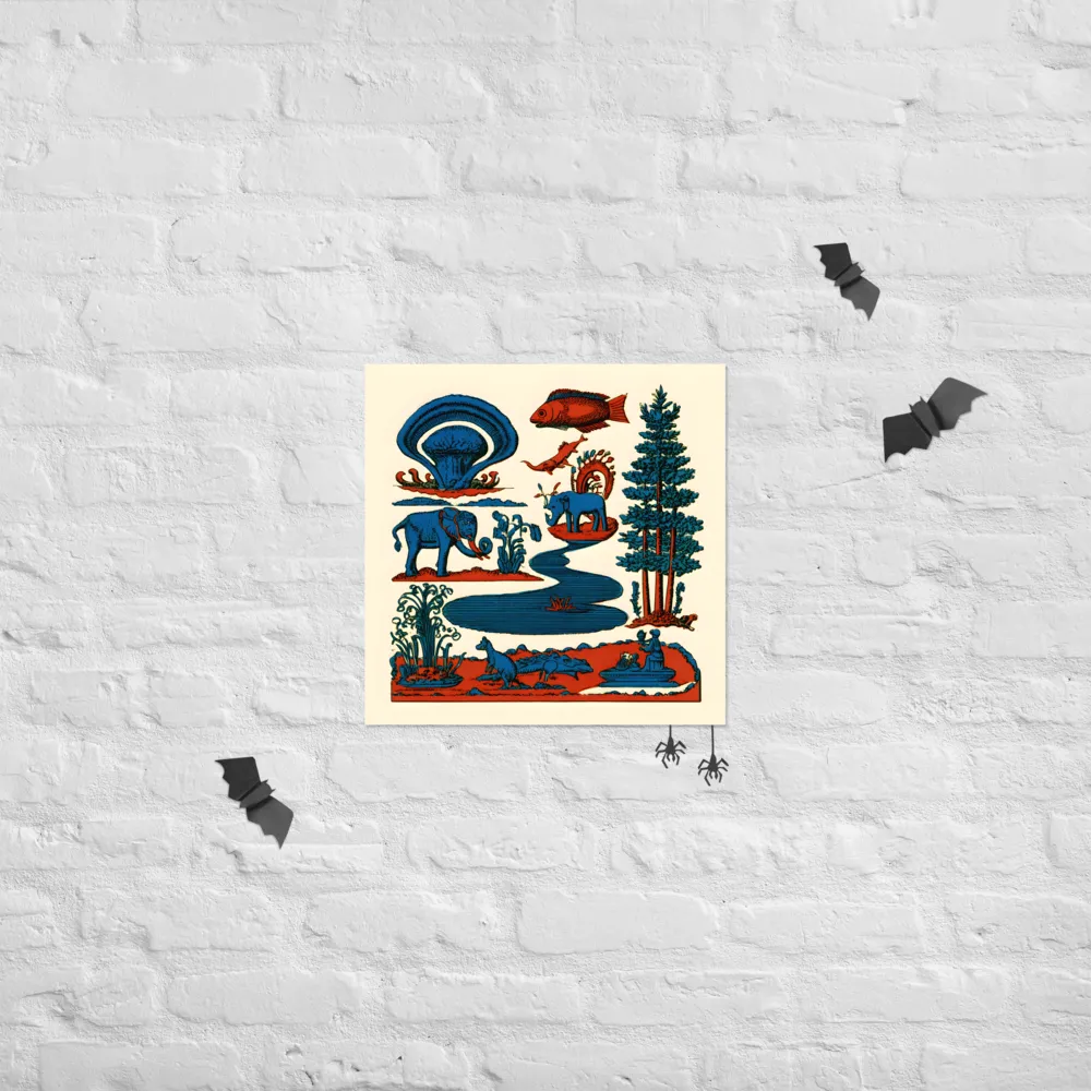 Pondside Elephants 
 Poster | 18″x 18″