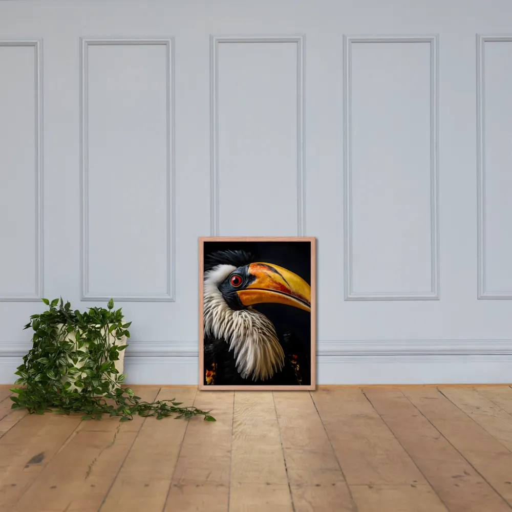 Majestic Hornbill Portrait | Poster with Red oak Frame | 18″×24″