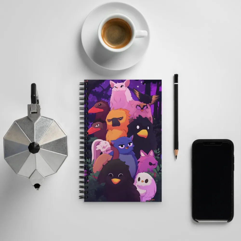 Whimsical Avian Gathering | Spiral Notebook