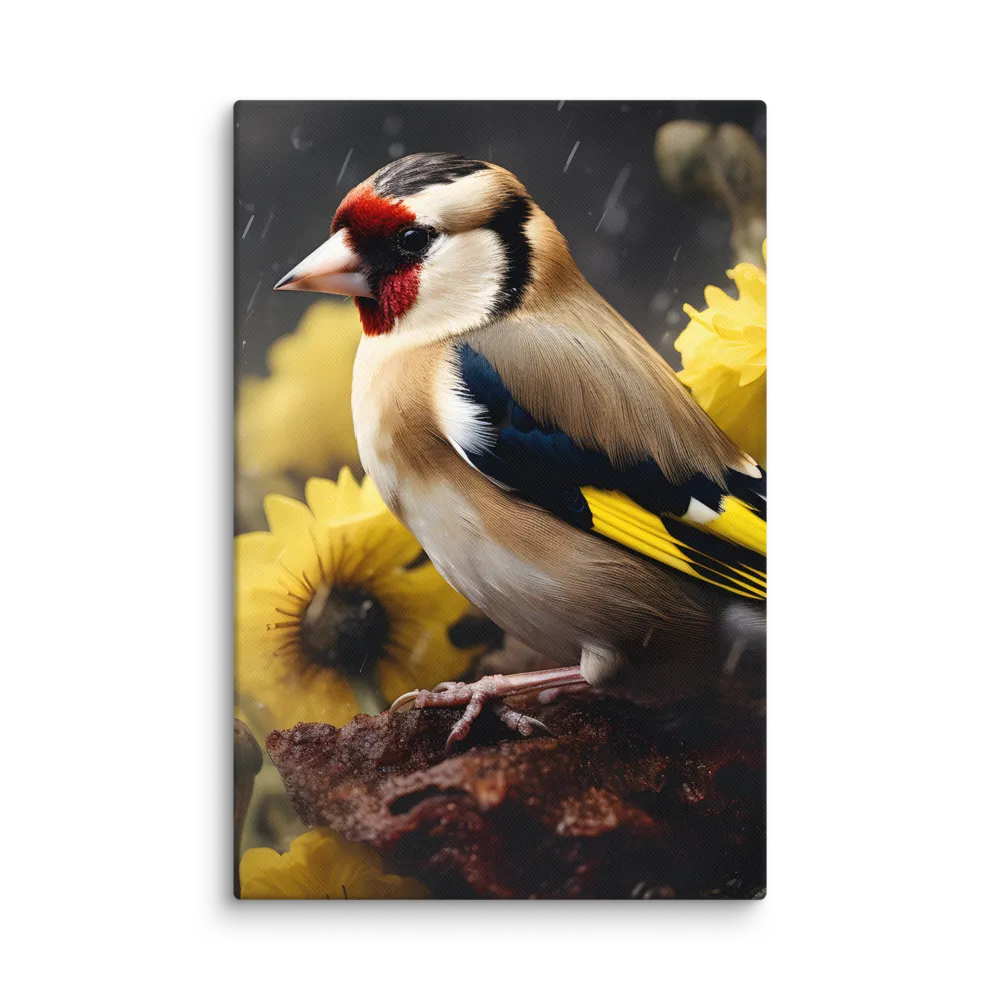 Harmony in Nature: A Goldfinch Amidst Blooms