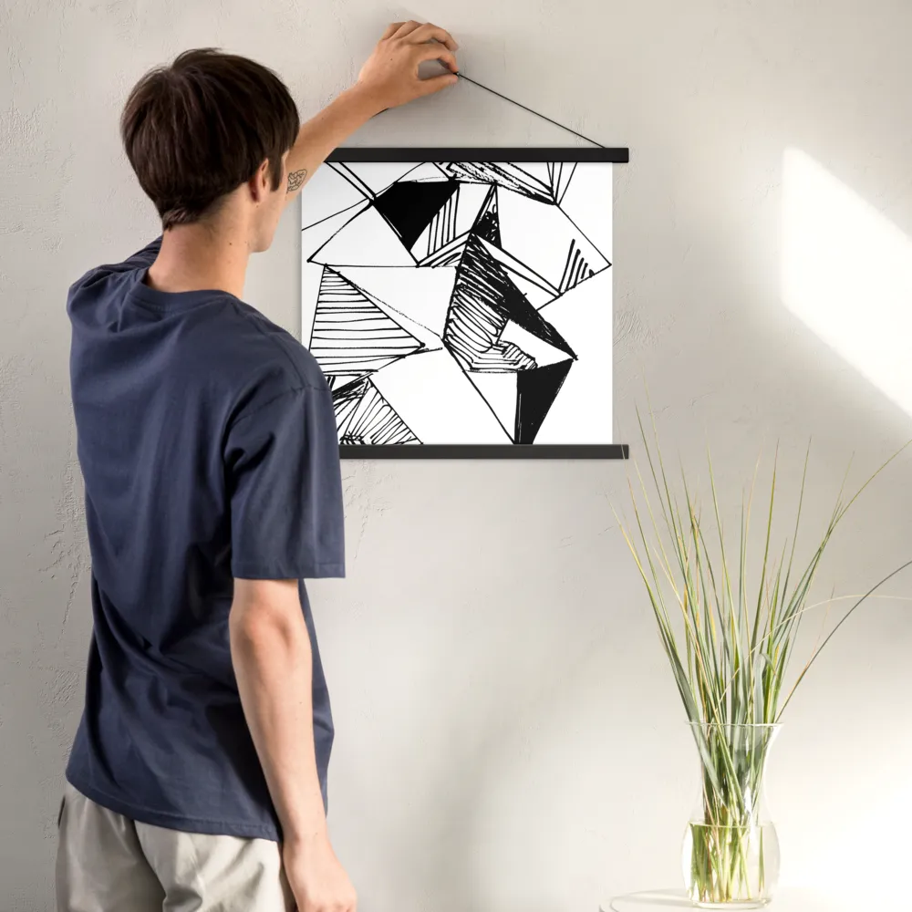 Dynamic Geometry in Ink | Poster With Black Wood Hanger | 18″×18″