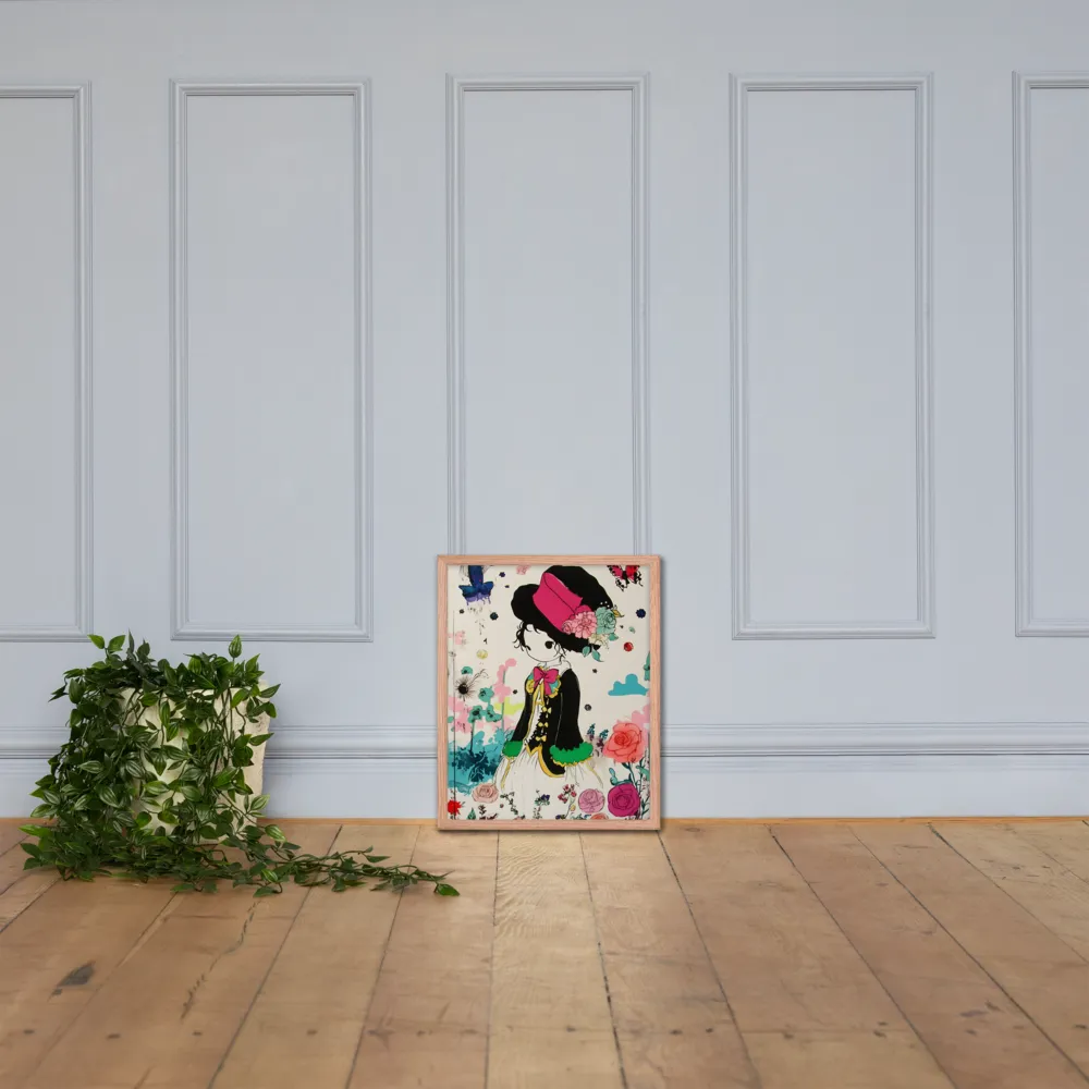 Whimsical Garden Reverie | Poster with Red oak Frame | 16″×20″