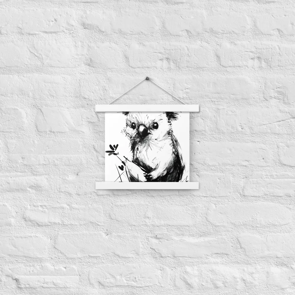 Whimsical Koala in Ink | Poster With White Wood Hanger | 10″×10″