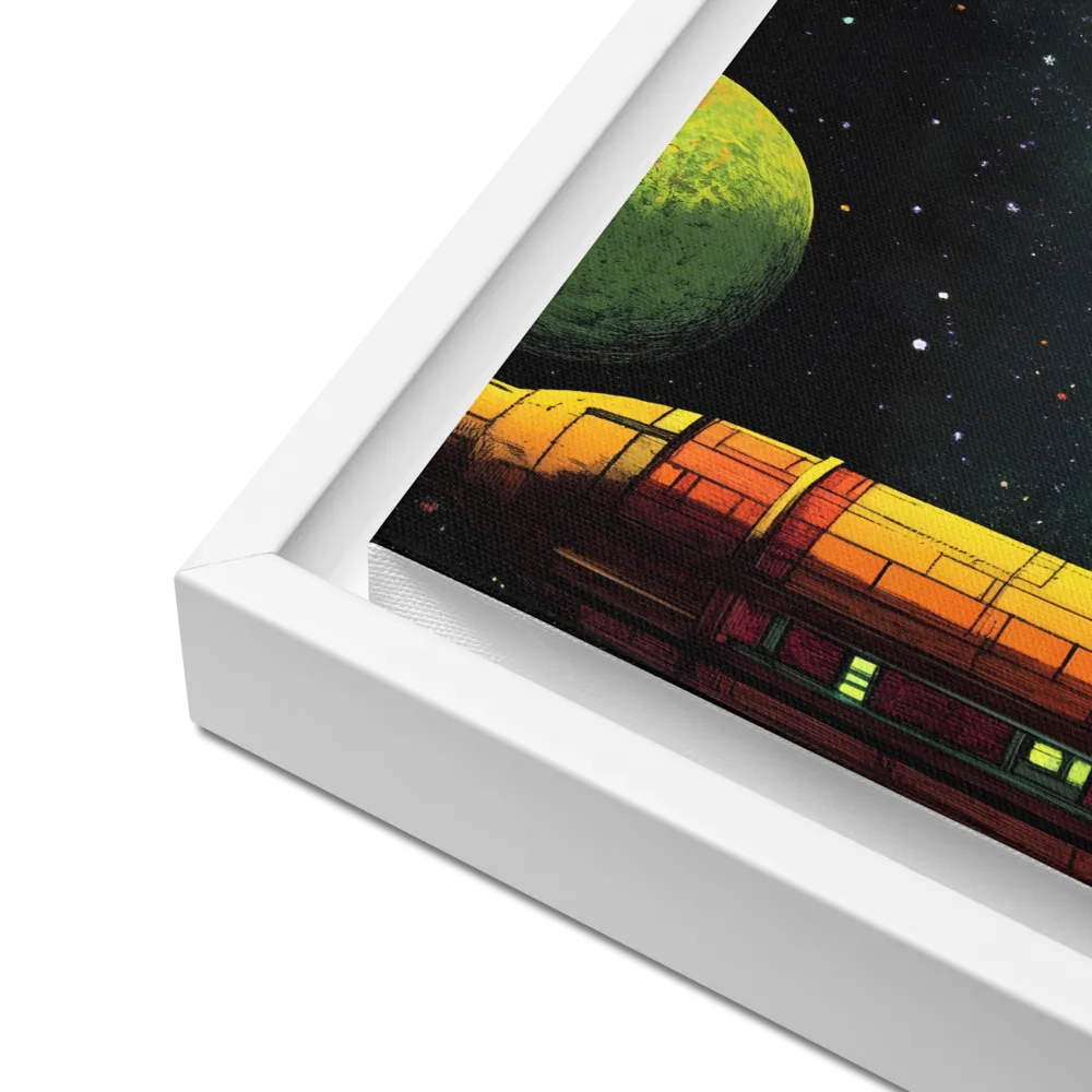 Cosmic Cityscape | Canvas with White Frame | 12″×12″