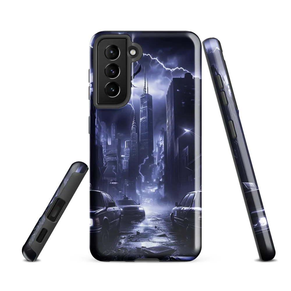 Stormy Cityscape: Shadows of the Night | Phone Case |  S21 FE | Tough Case | Glossy