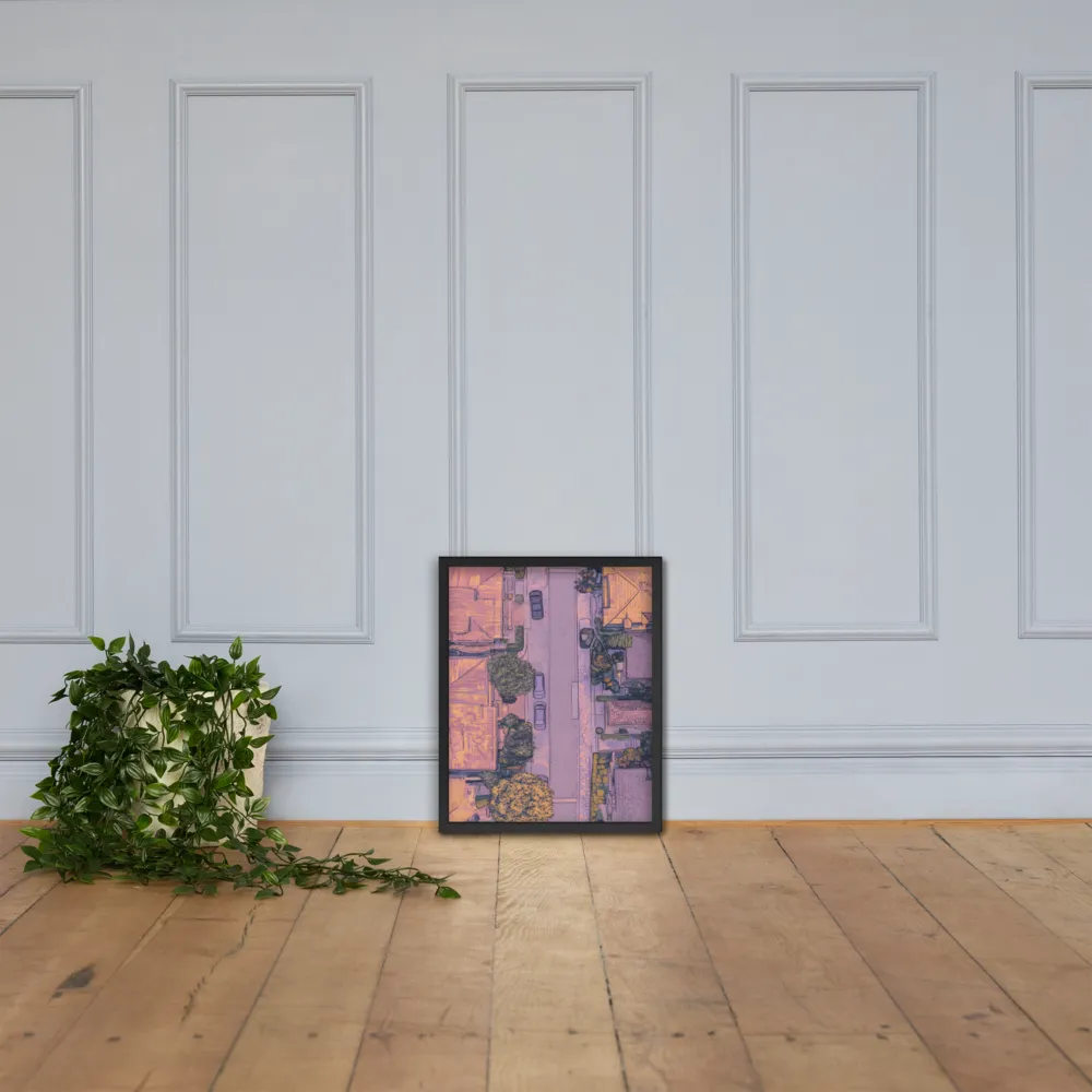 Aerial Serenity: Suburban Oasis | Poster with Black Frame | 16″×20″
