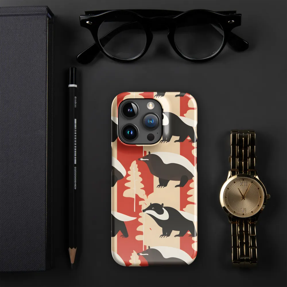 Wildlife Pattern: The Badger Tale | Phone Case |  15 Pro | Snap Case | Glossy