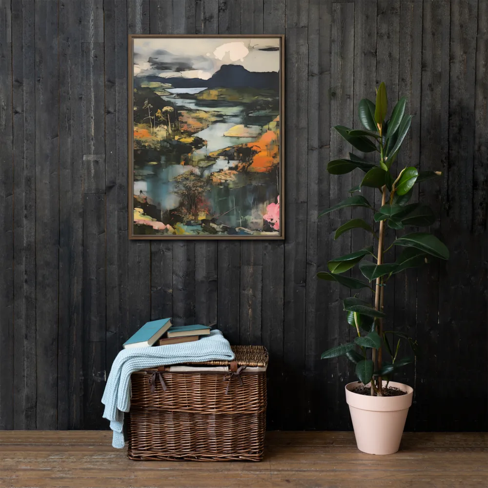 Harmony of Nature: An Abstract Journey | Canvas with Brown Frame | 24″×32″