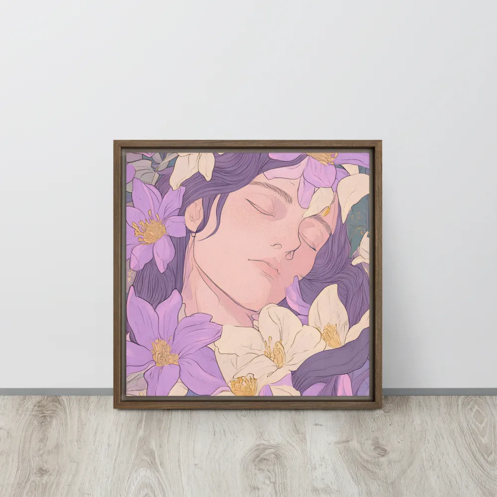 Harmony in Bloom | Canvas with Brown Frame | 16″×16″