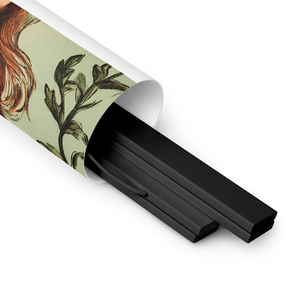 Whimsical Portrait of a Flower-Adorned Girl | Poster With Black Wood Hanger | 18″×24″