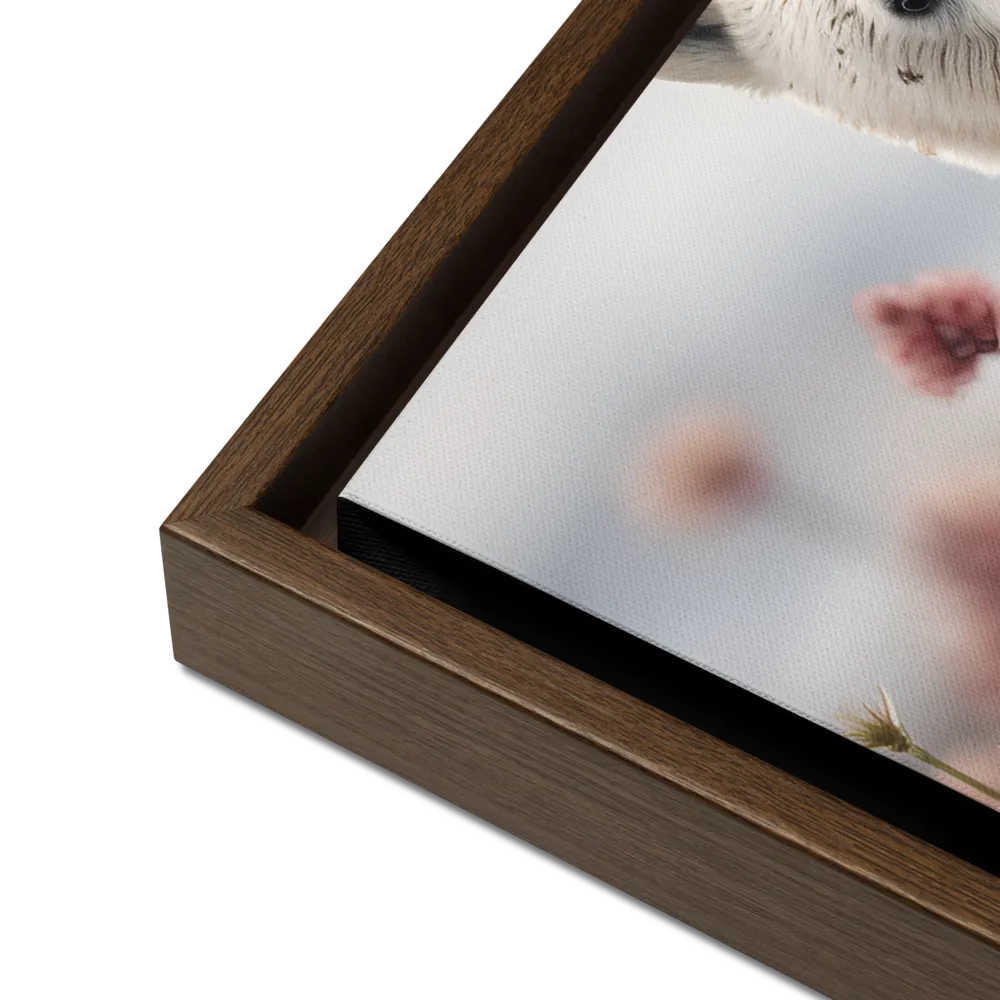 Curiosity Among Blooms: The Polar Bear | Canvas with Brown Frame | 18″×24″