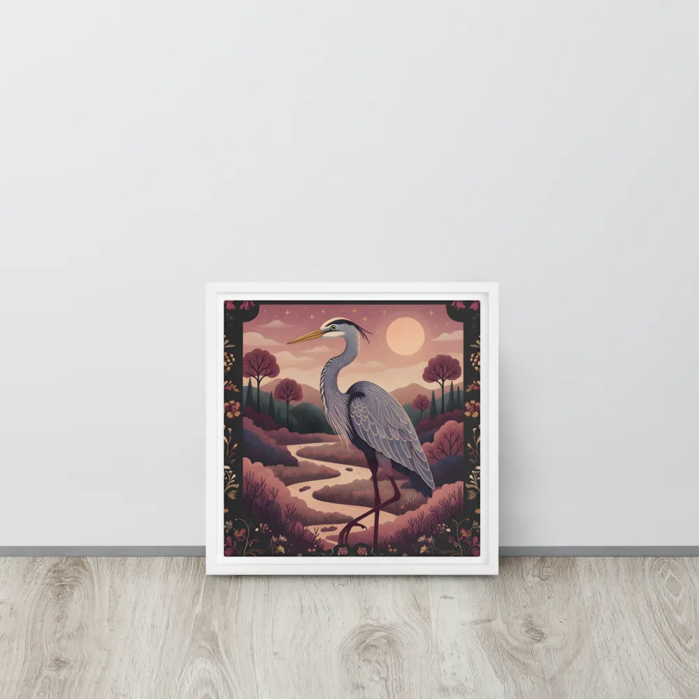 Moonlit Heron 
 Canvas with White Frame | 12″x 12″