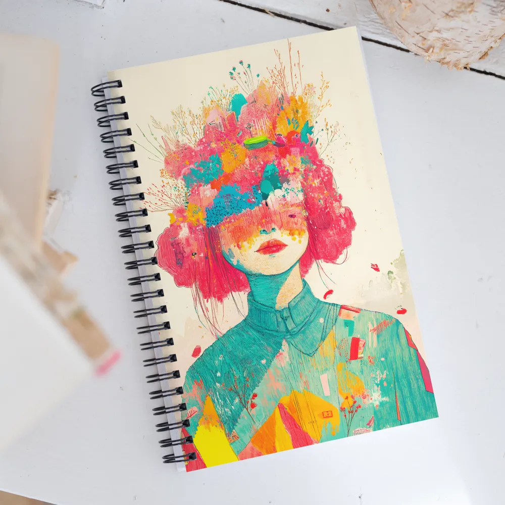 Whimsical Floral Portrait | Spiral Notebook