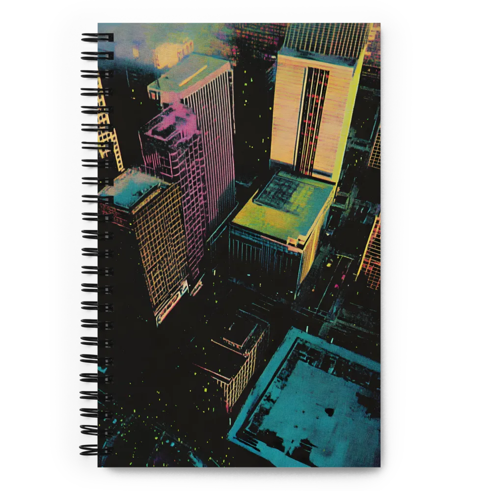 Neon Dreams: A City from Above | Spiral Notebook