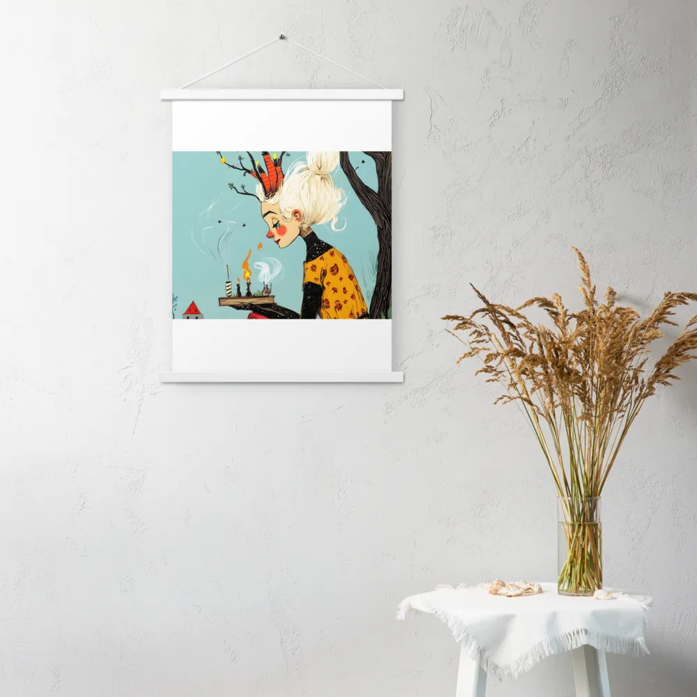 Whimsical Nature Girl | Poster With White Wood Hanger | 18″×24″