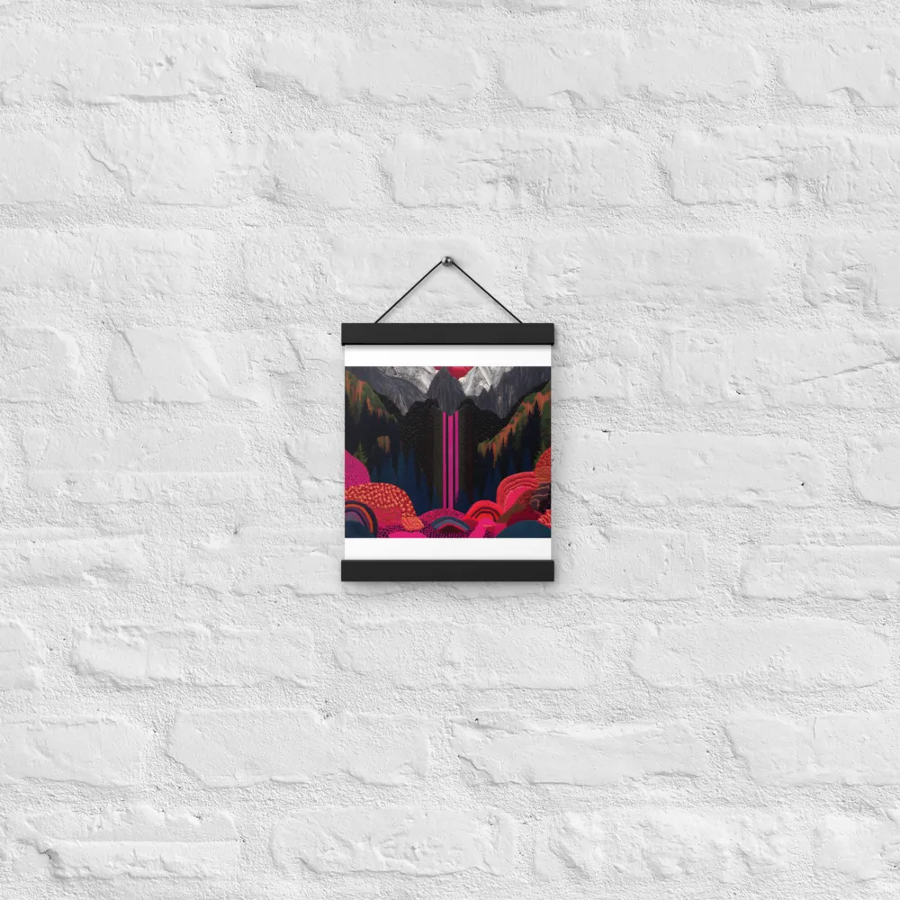 Ethereal Cascade: A Surreal Landscape | Poster With Black Wood Hanger | 8″×10″