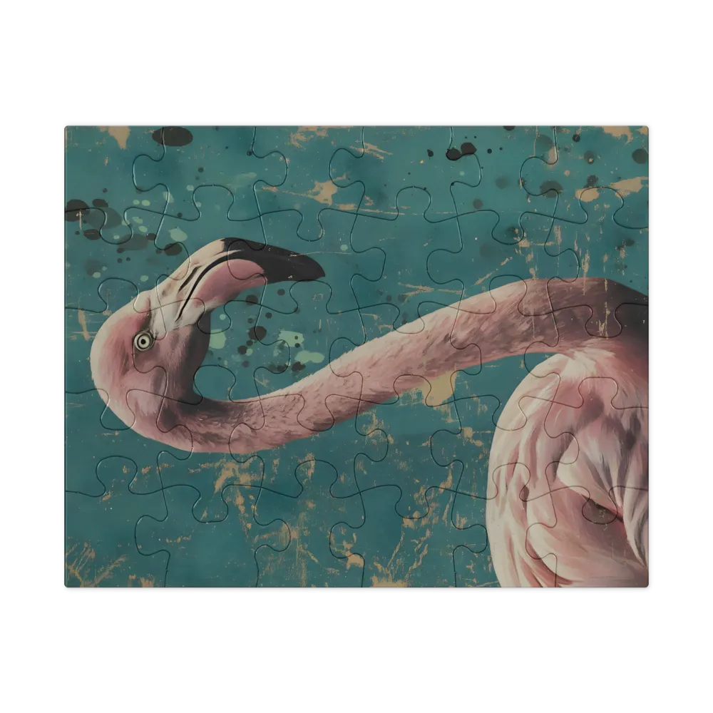 Vintage Teal Flamingo 
 Jigsaw Puzzle in Tin Box