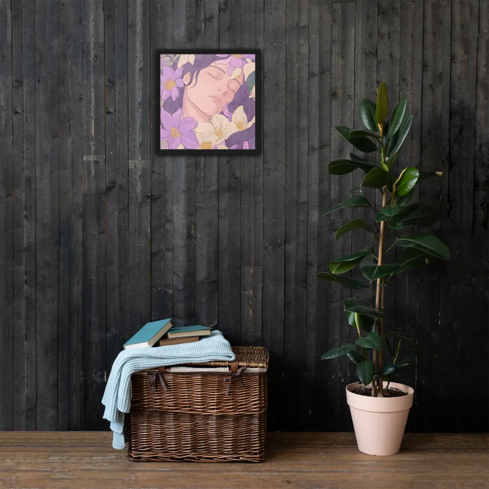 Harmony in Bloom | Canvas with Black Frame | 16″×16″