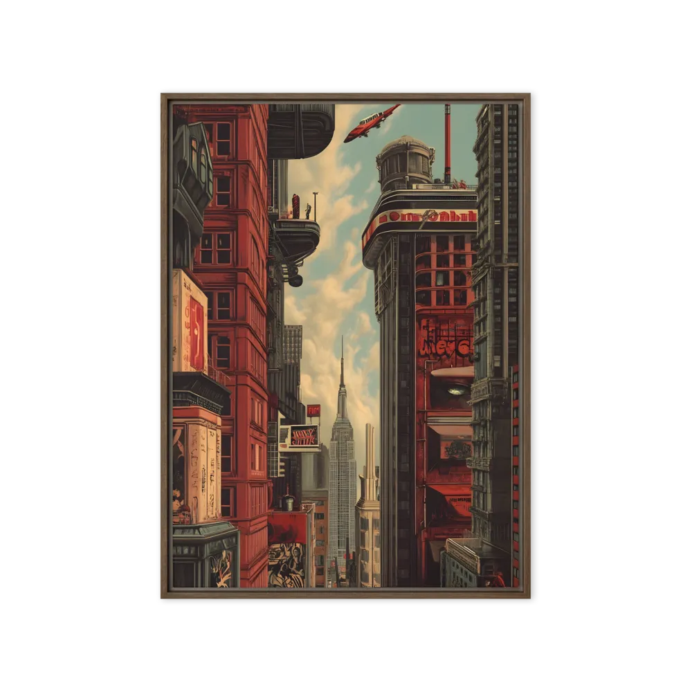 A Glimpse of Tomorrow: Urban Ambition | Canvas with Brown Frame | 20″×28″