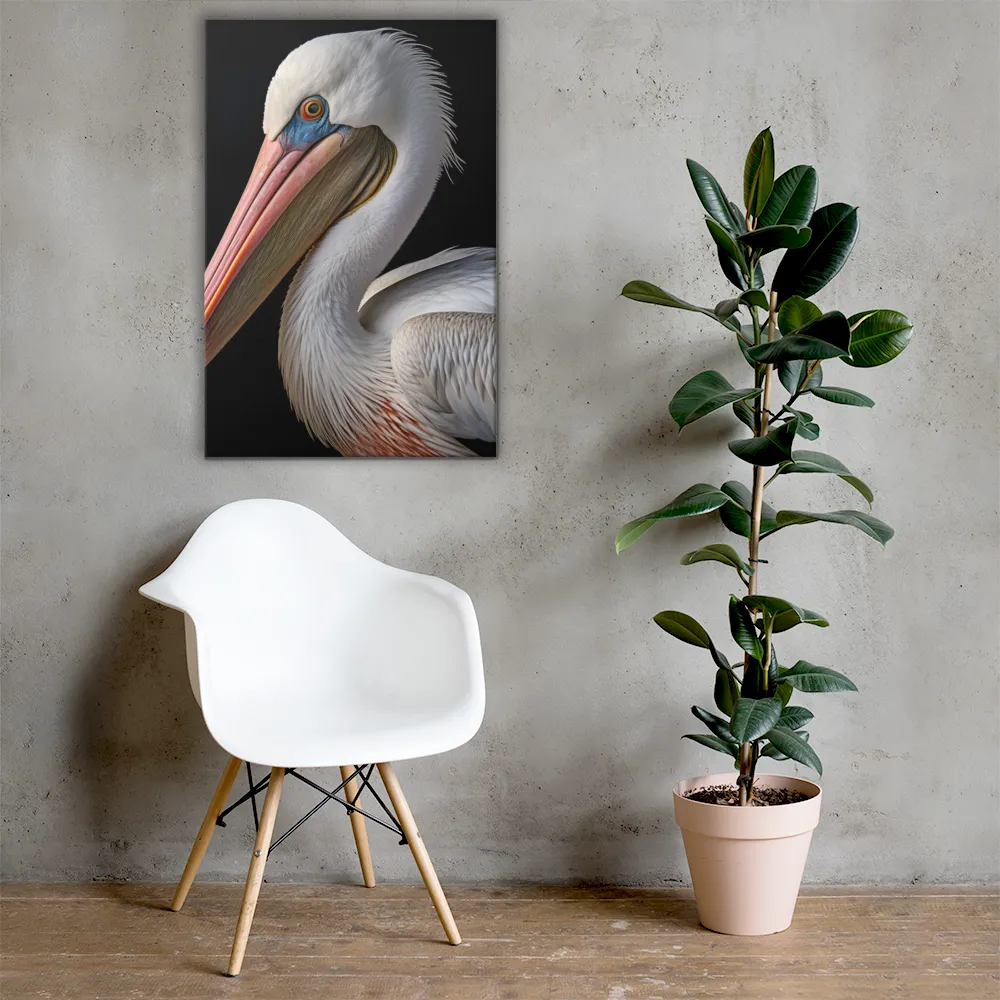 Elegance in White: The Pelican | Canvas | 24″×36″