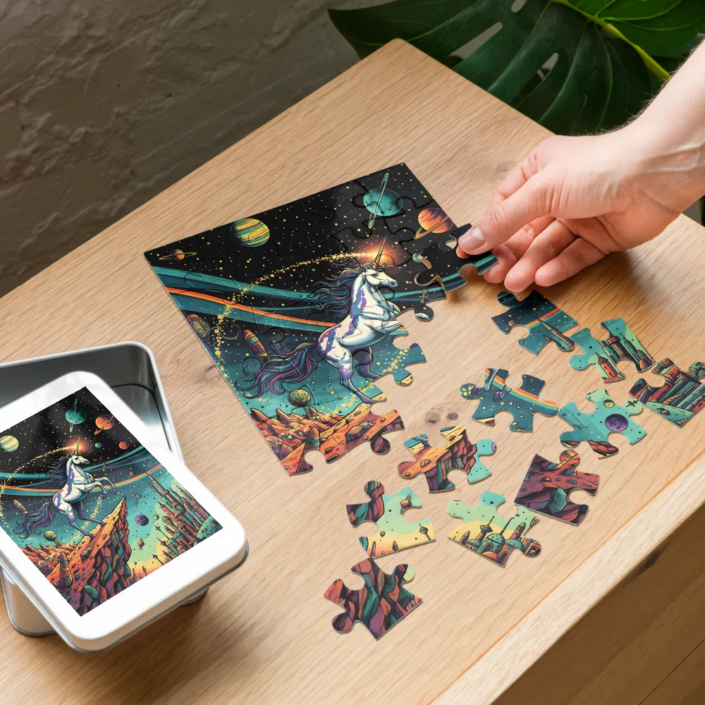 Cosmic Unicorn 
 Jigsaw Puzzle in Tin Box