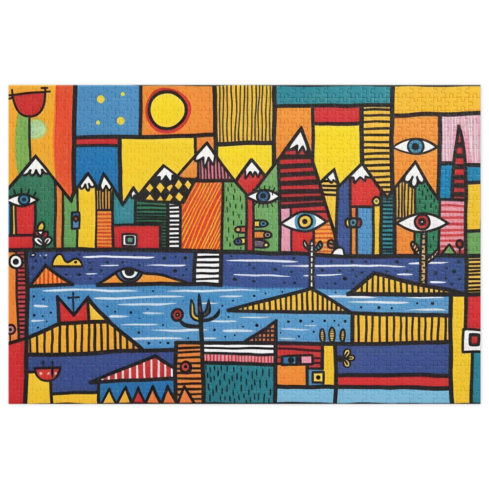 The Gazing Village Landscape 
 Jigsaw Puzzle in Tin Box