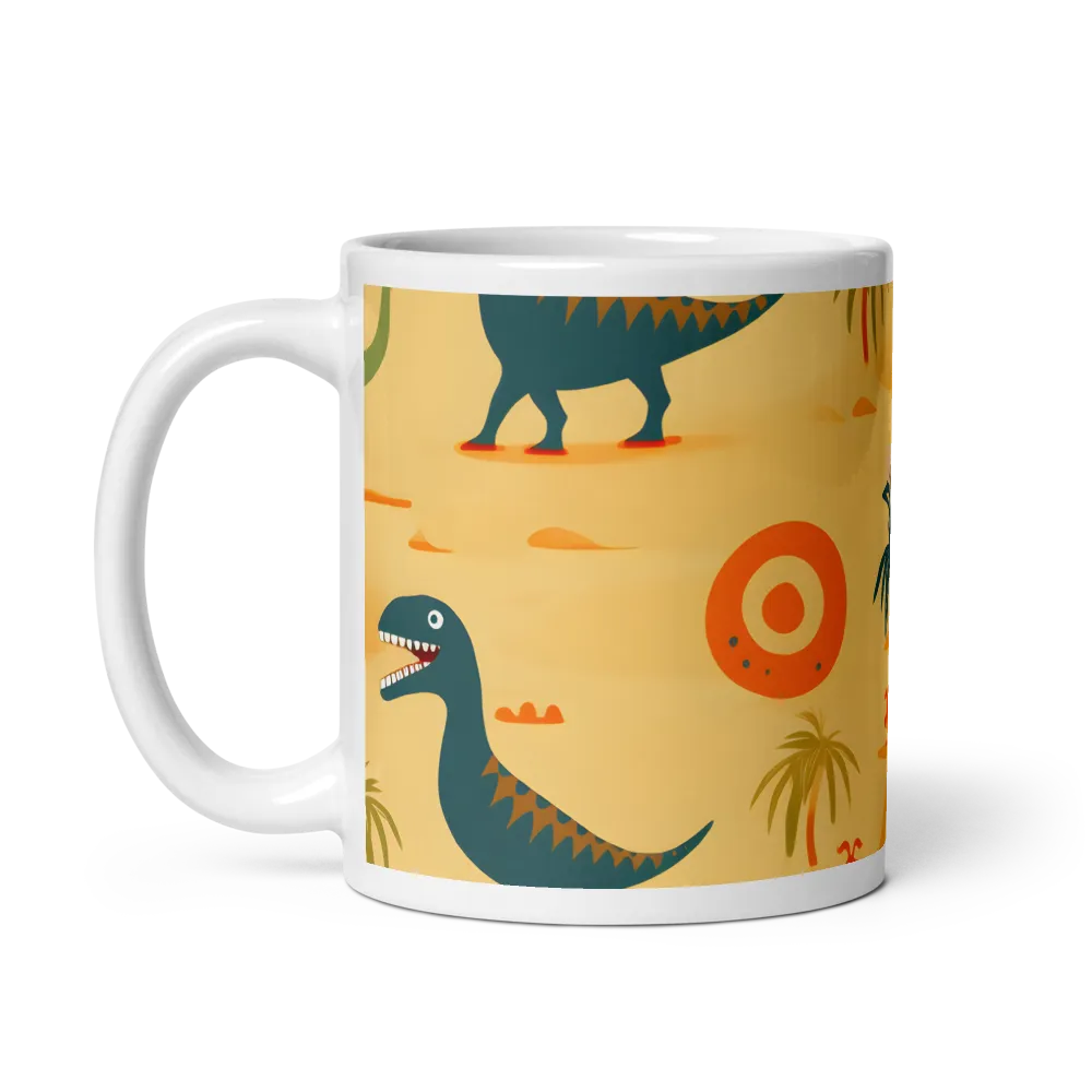 Dinosauria Delight: A Colorful Prehistoric Adventure | Mug with White inside | 11 oz