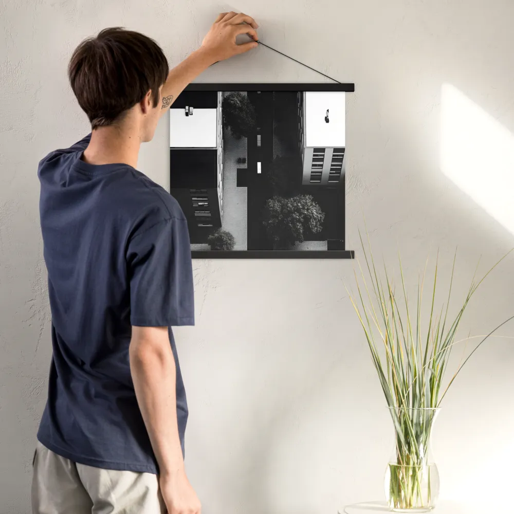 Urban Serenity from Above | Poster With Black Wood Hanger | 18″×18″