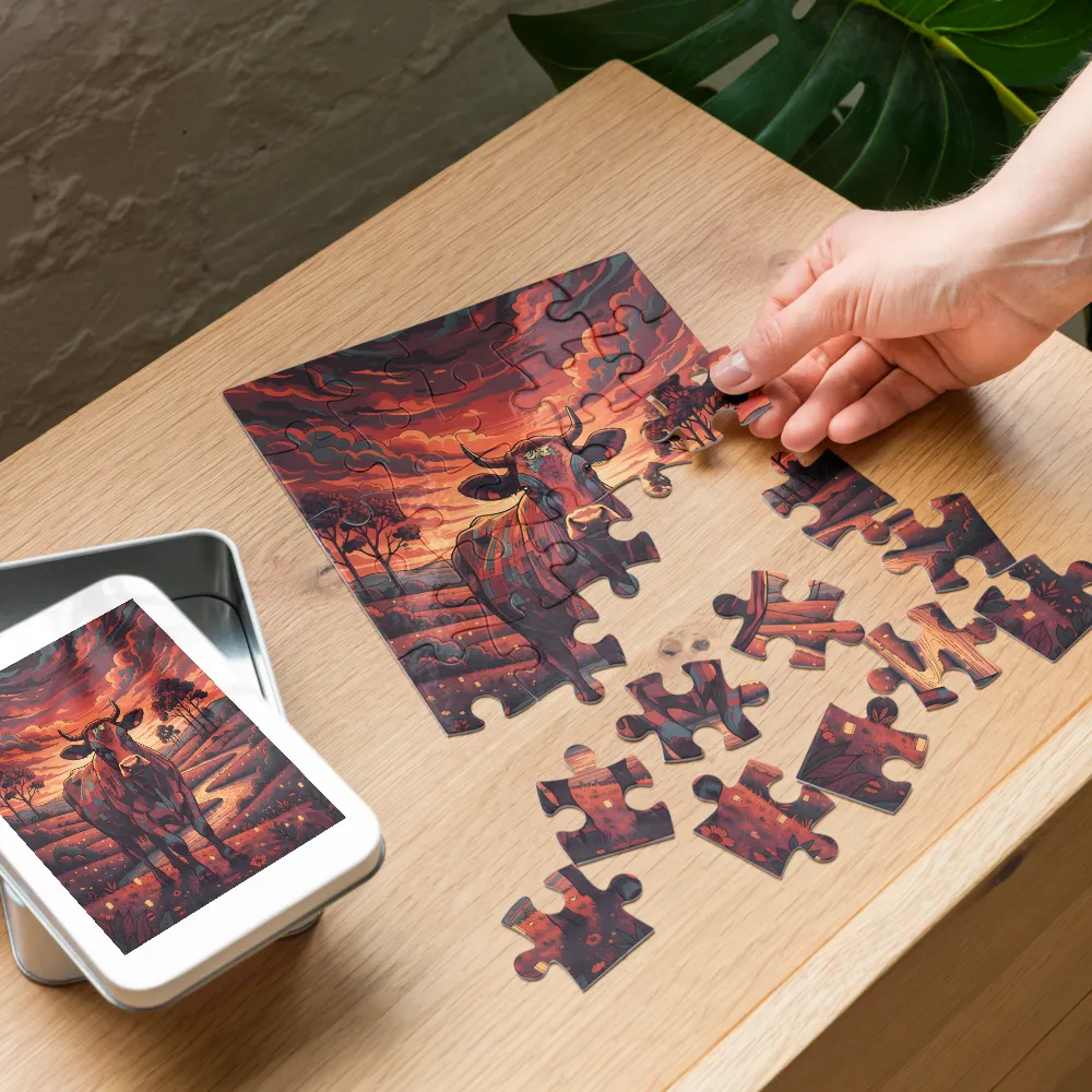 Ember Cow 
 Jigsaw Puzzle in Tin Box